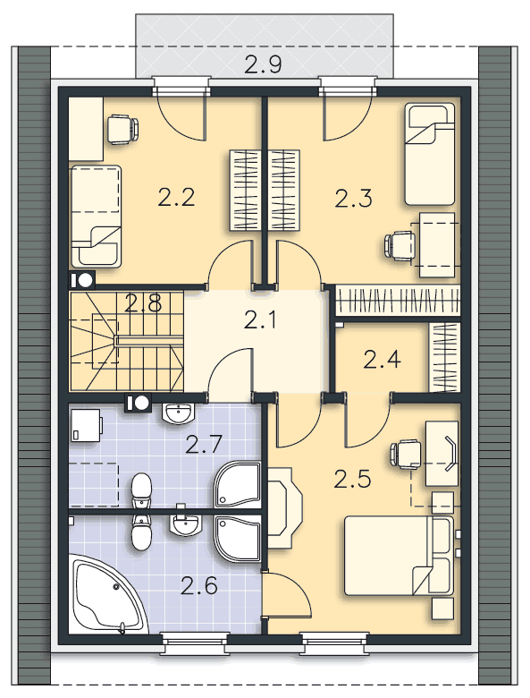 Rzut poddasza POW. 74,3 m²