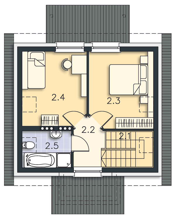 Rzut poddasza lustro POW. 40,9 m²