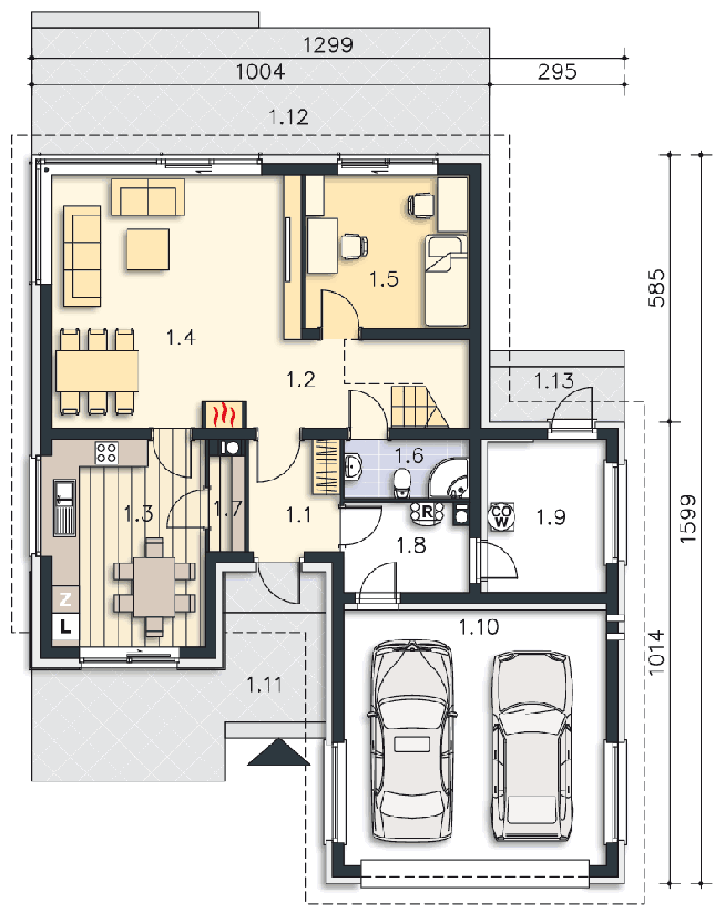 Rzut parteru POW. 120,4 m²