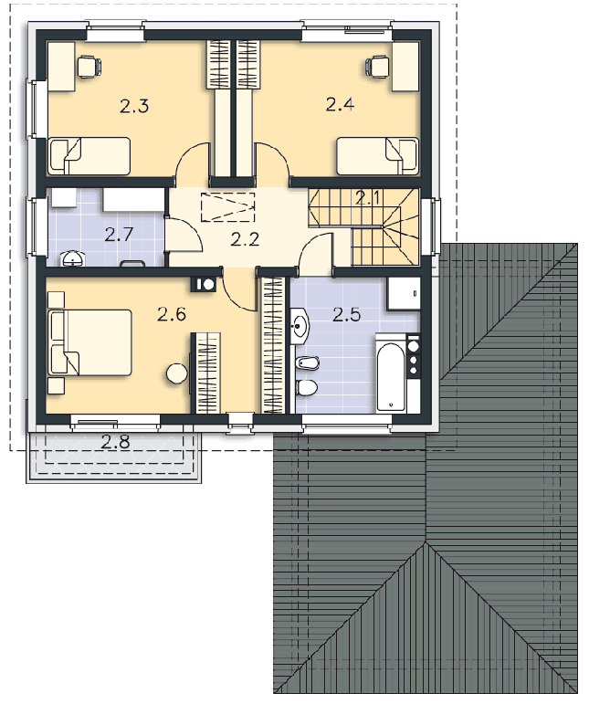 Rzut piętra POW. 81,5 m²