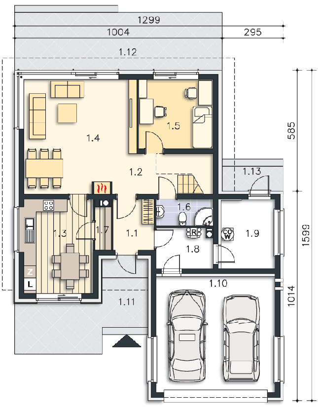 Rzut parteru POW. 120,4 m²