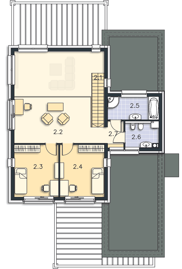 Rzut piętra POW. 69,1 m²