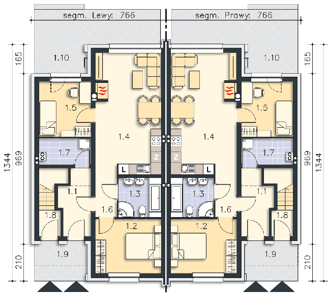 Rzut parteru POW. 67,1 m²