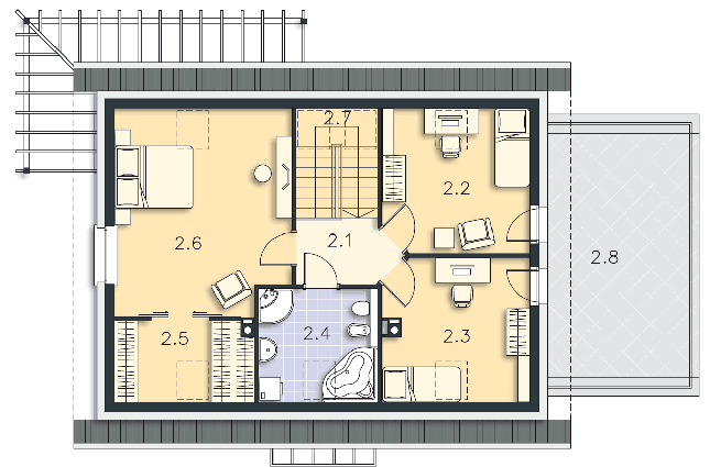 Rzut poddasza POW. 77,1 m²