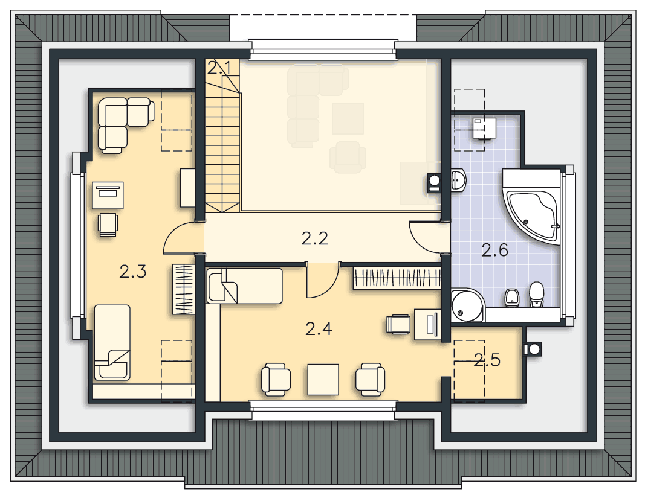Rzut poddasza POW. 72,6 m²