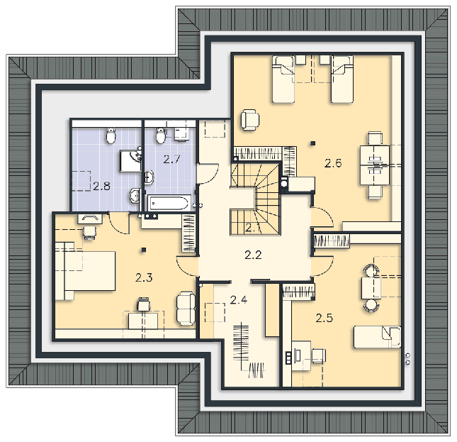 Rzut poddasza POW. 154,0 m²