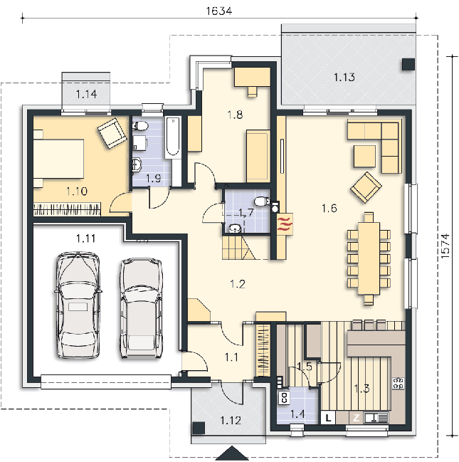 Rzut parteru POW. 169,8 m²