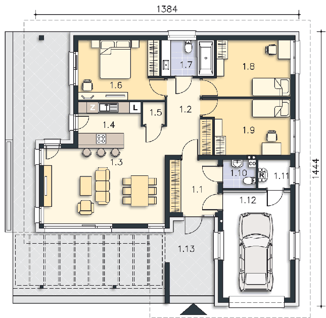 Rzut parteru POW. 119,2 m²