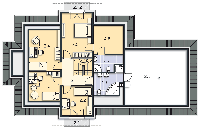Rzut poddasza POW. 140,7 m²