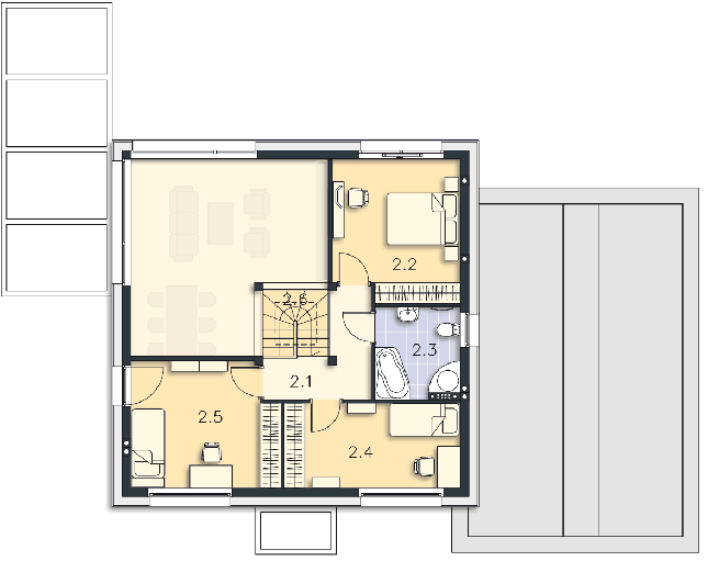 Rzut piętra POW. 56,6 m²