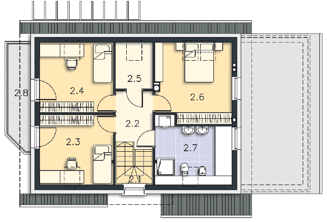 Rzut poddasza POW. 72,7 m²