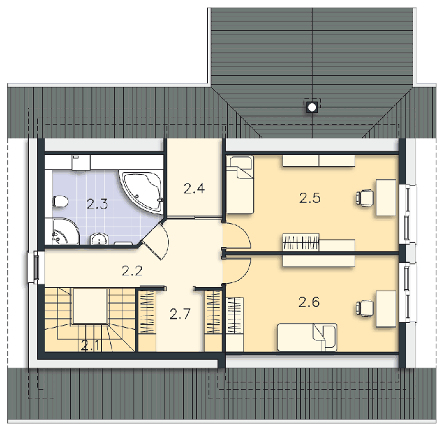 Rzut poddasza POW. 72,9 m²