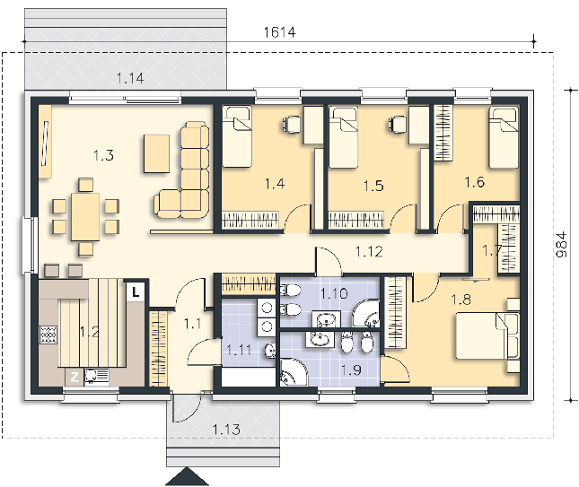 Rzut parteru POW. 127,9 m²