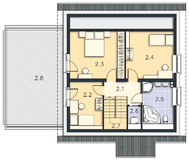 Rzut poddasza POW. 62,5 m²