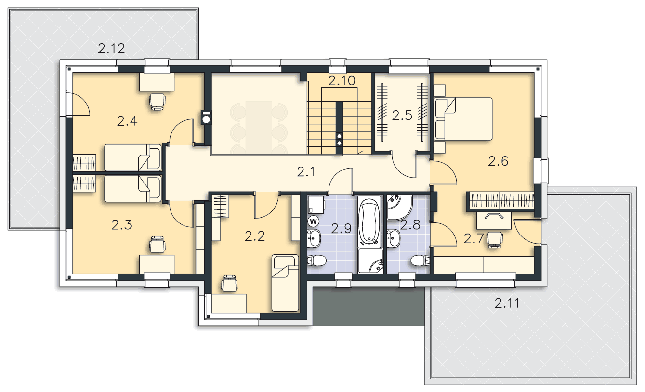 Rzut piętra POW. 121,6 m²