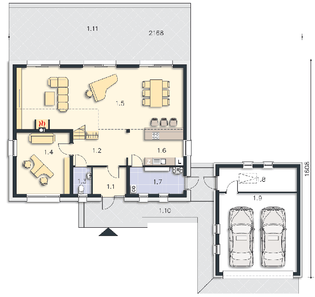 Rzut parteru POW. 154,1 m²