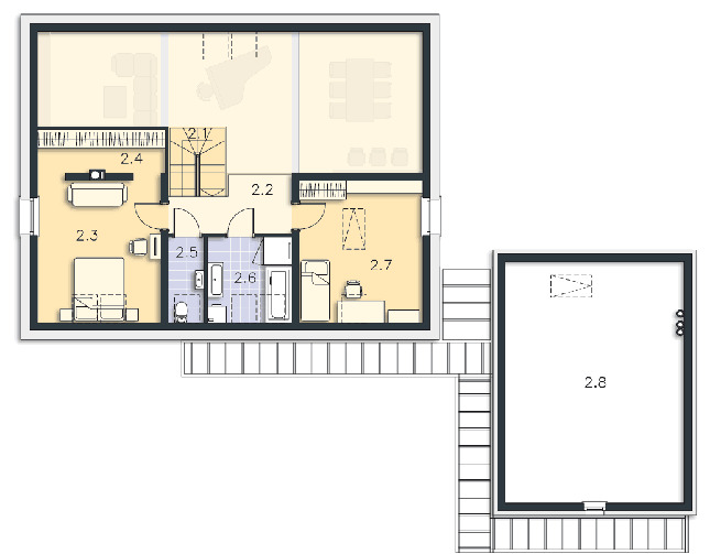 Rzut poddasza POW. 106,4 m²