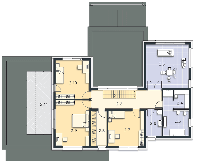Rzut piętra POW. 159,4 m²