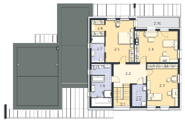 Rzut piętra lustro POW. 128,4 m²