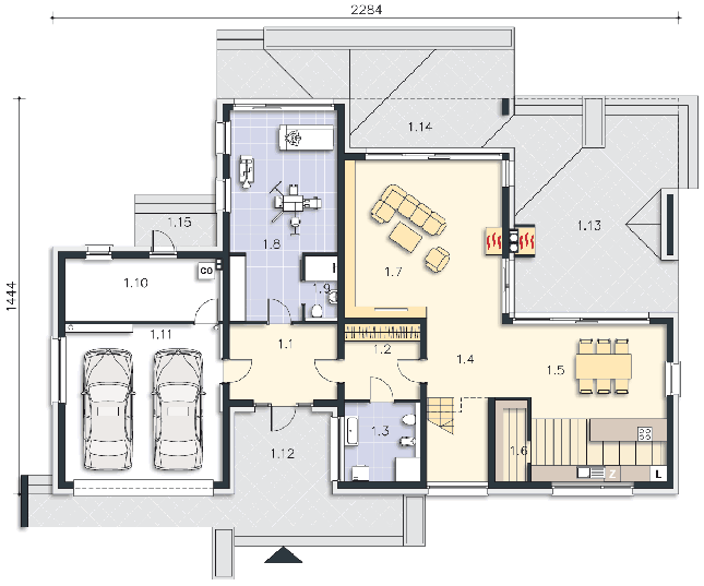 Rzut parteru lustro POW. 184,0 m²