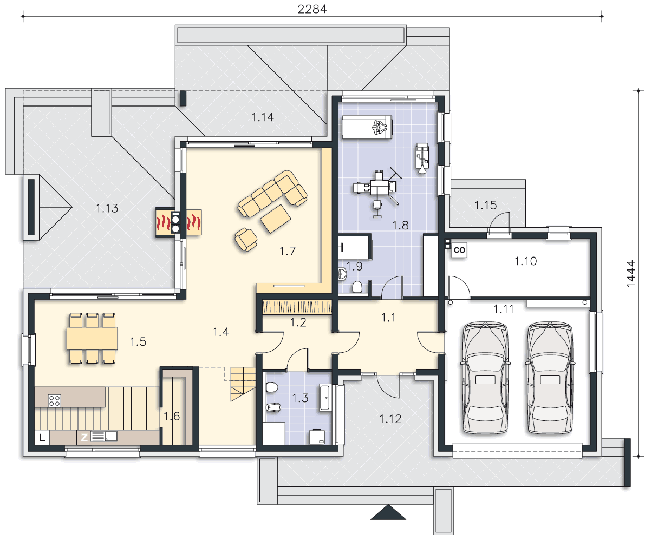 Rzut parteru POW. 184,0 m²