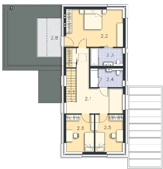 Rzut piętra POW. 75,7 m²
