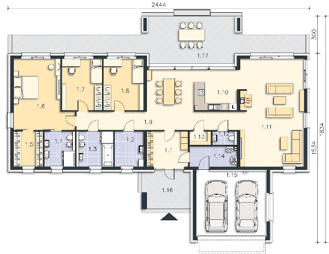 Rzut parteru POW. 219,7 m²