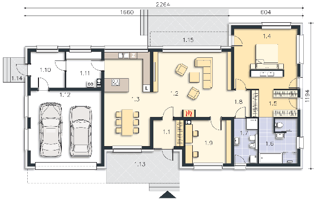 Rzut parteru POW. 186,6 m²