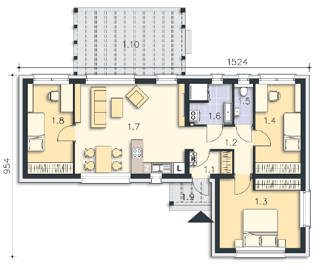 Rzut parteru lustro POW. 80,2 m²