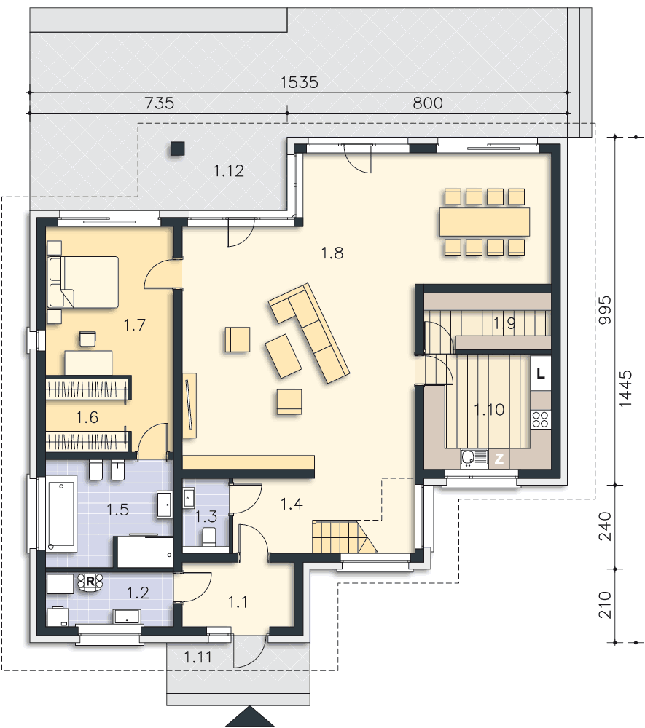 Rzut parteru POW. 144,5 m²
