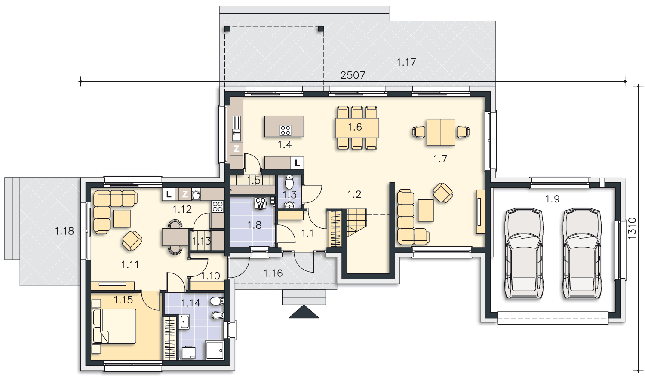 Rzut parteru POW. 158,9 m²