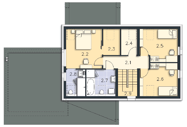 Rzut poddasza POW. 74,2 m²
