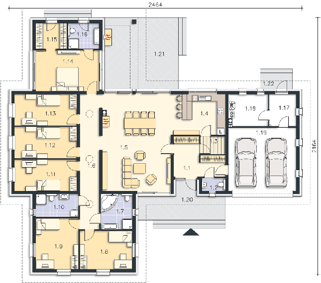 Rzut parteru POW. 257,4 m²