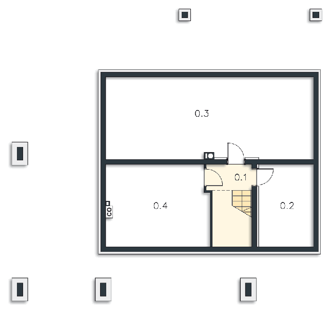 Rzut piwnicy POW. 84,0 m²