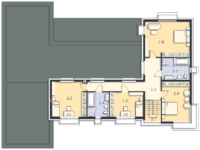 Rzut piętra POW. 123,4 m²