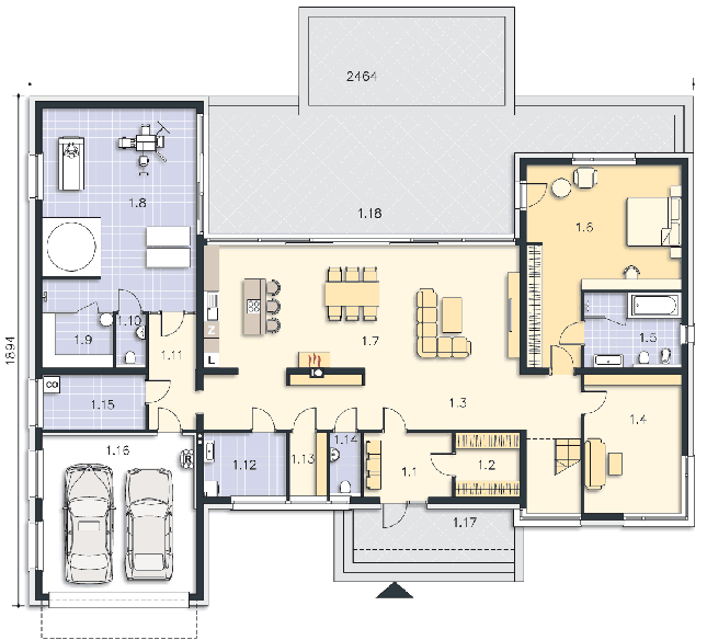 Rzut parteru POW. 277,4 m²