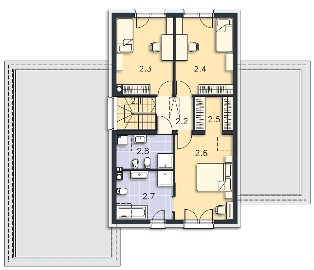 Rzut poddasza POW. 75,0 m²