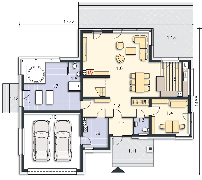 Rzut parteru POW. 157,1 m²