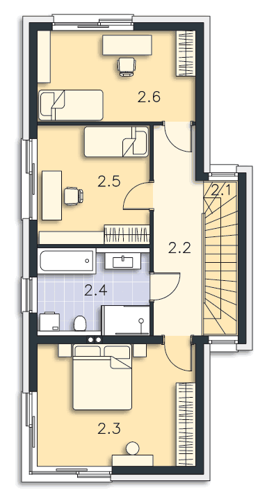 Rzut piętra POW. 67,2 m²