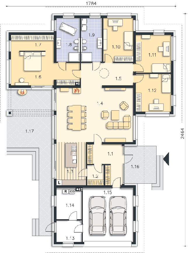 Rzut parteru POW. 230,6 m²