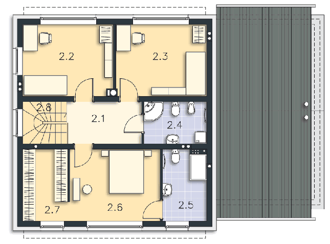 Rzut piętra POW. 72,1 m²
