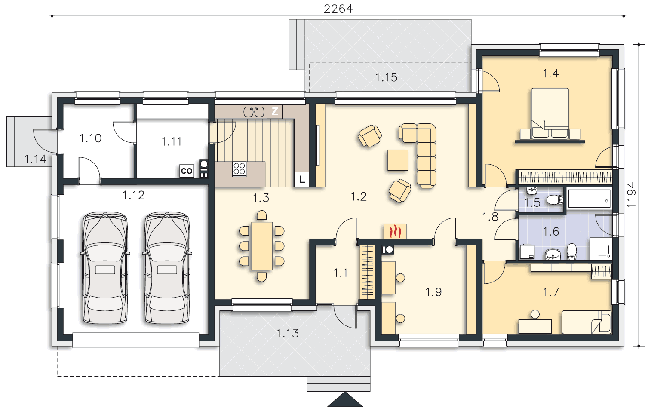 Rzut parteru POW. 186,7 m²