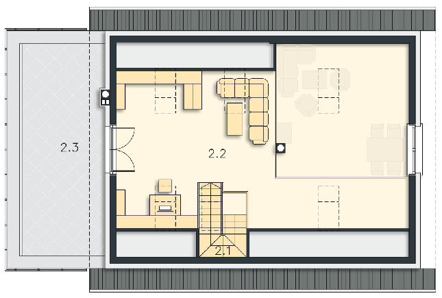 Rzut poddasza POW. 49,3 m²