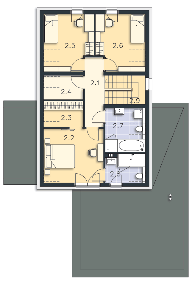 Rzut poddasza POW. 74,2 m²