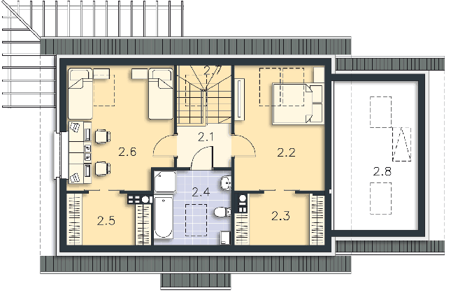 Rzut poddasza POW. 84,0 m²