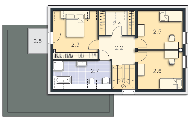 Rzut poddasza POW. 74,1 m²