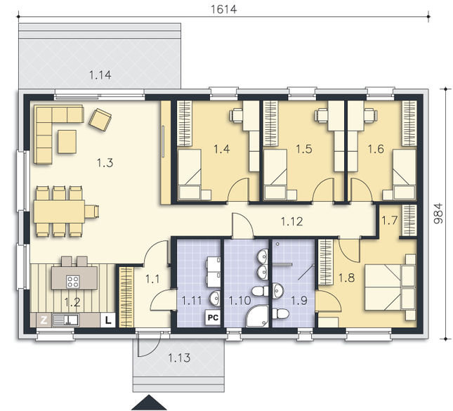 Rzut parteru POW. 127,5 m²