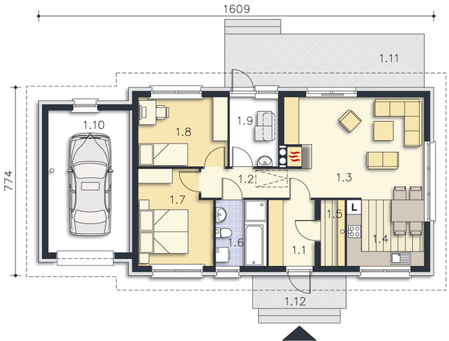 Rzut parteru lustro POW. 97,0 m²