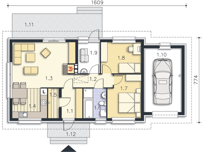 Rzut parteru POW. 97,0 m²