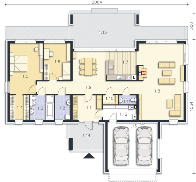 Rzut parteru POW. 189,7 m²
